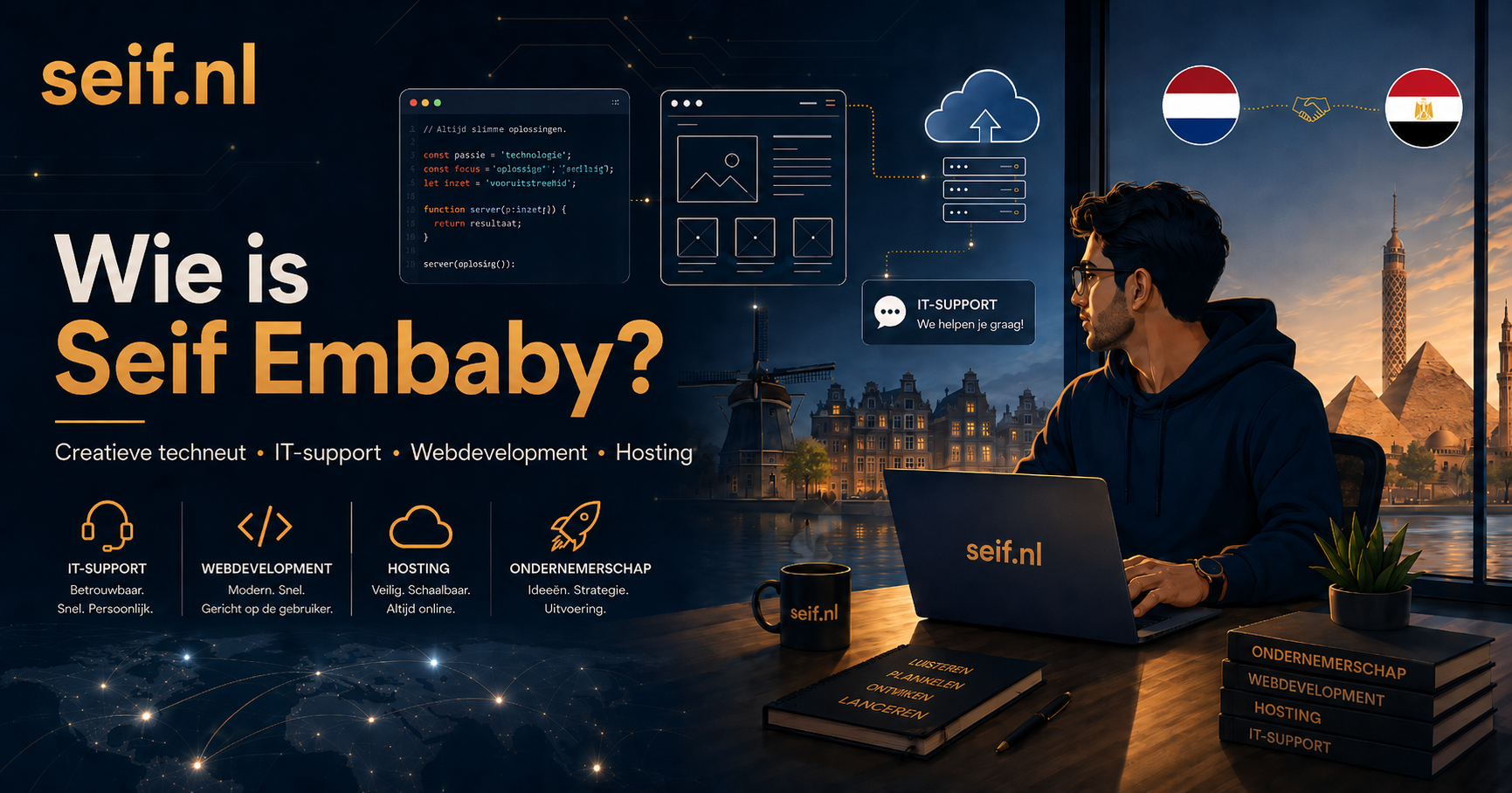 Seif Embaby: Creatieve Techneut, IT Support, Hosting & Webdesign
